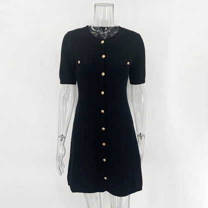 Buy Center Elegant White Knitted Mini Dress - Sexy Slim Fit Design - Buy Center UK