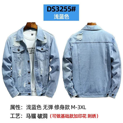 Buy Center Men's Denim Jacket - Casual Turn Down Collar, Full Sleeve - Buy Center UK