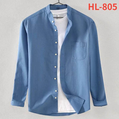 Buy Center Men's No-Iron Pure Cotton Oxford Shirt - Stand Collar - Buy Center UK