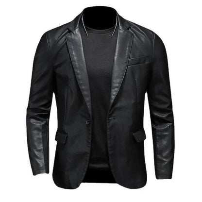 Buy Center Men's Slim Fit Leather Jacket - Casual Motorcycle Style - Buy Center UK