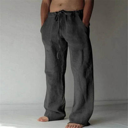 Men's Cotton Linen Casual Pants - Breathable Trousers for Streetwear - Buy Center UK