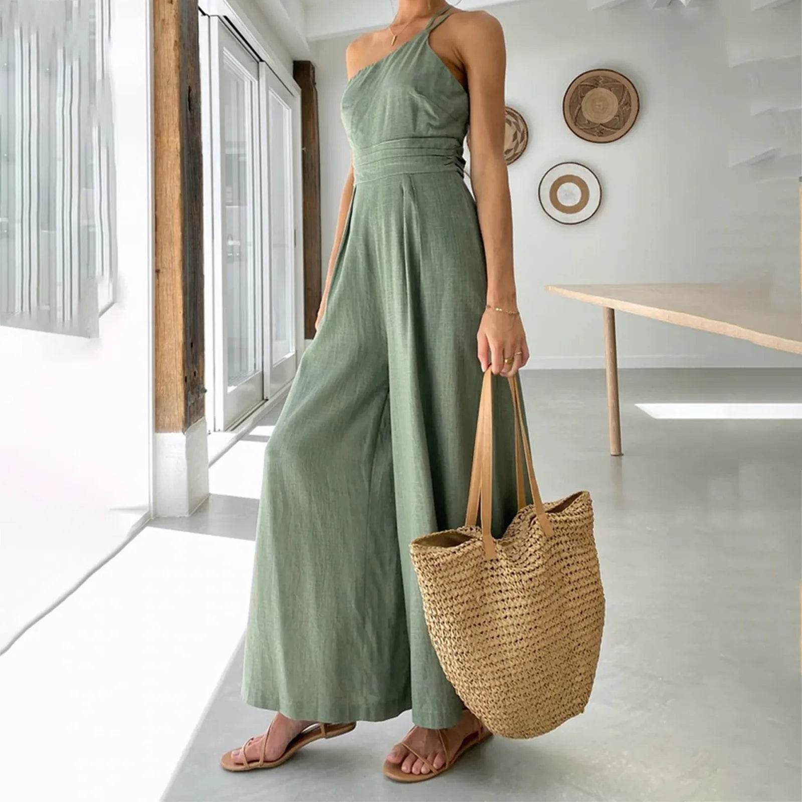 Elegant One Shoulder Cotton Party Jumpsuit - Buy Center 2023 - Buy Center UK