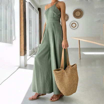 Elegant One Shoulder Cotton Party Jumpsuit - Buy Center 2023 - Buy Center UK