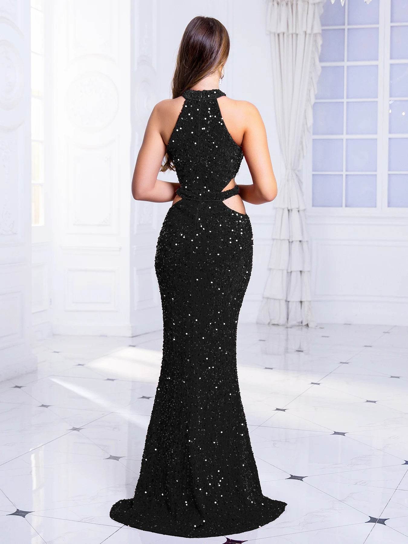 Buy Center Sexy Sequined Evening Dress - Sleeveless Bodycon Gown - Buy Center UK