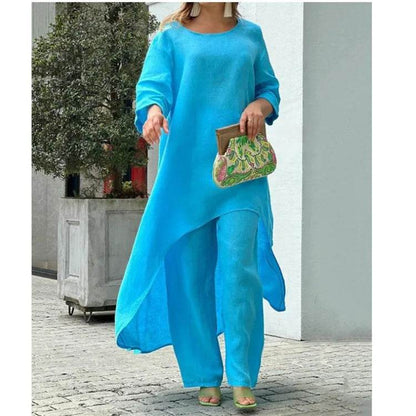 Buy Center Women's Summer Cotton Linen 2 Piece Set - Stylish & Comfortable - Buy Center UK