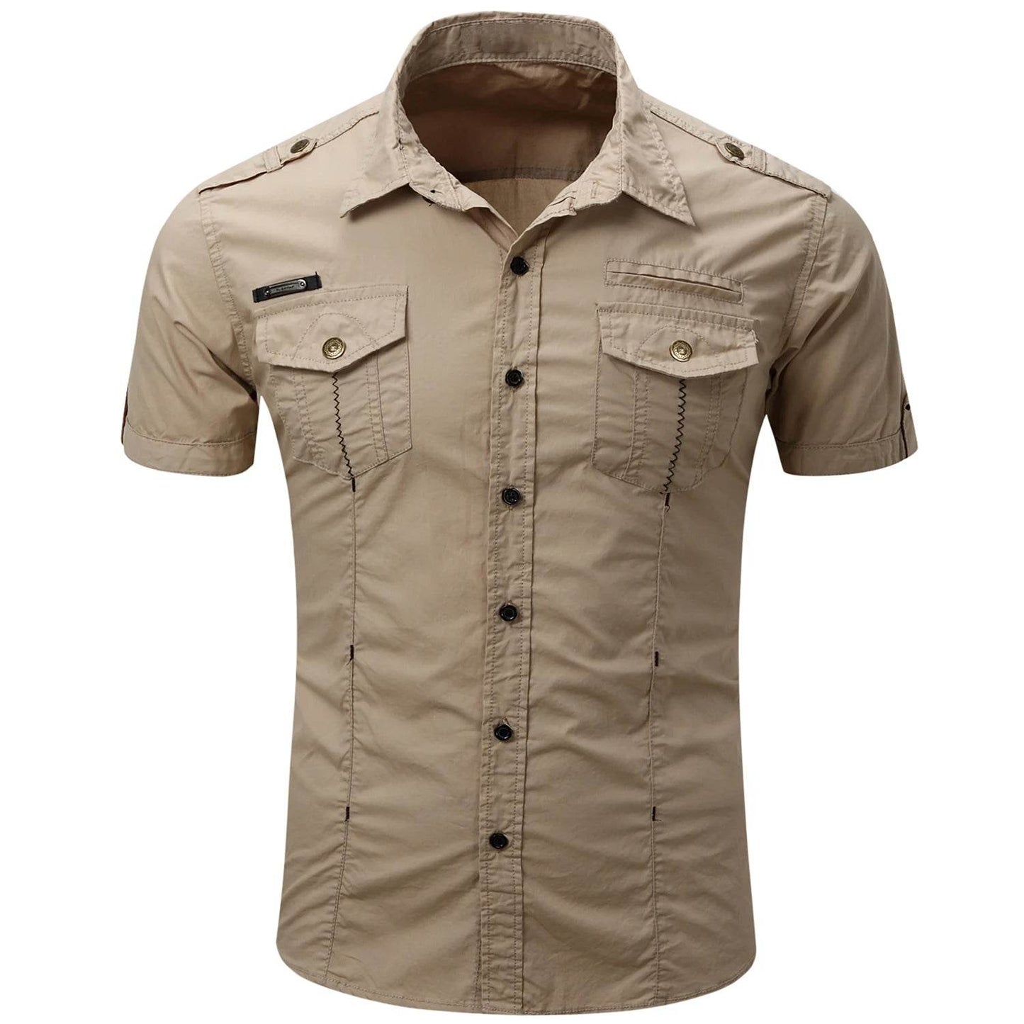 Buy Center Men's Cotton Military Tactical Shirt - Short Sleeve Summer Style - Buy Center UK