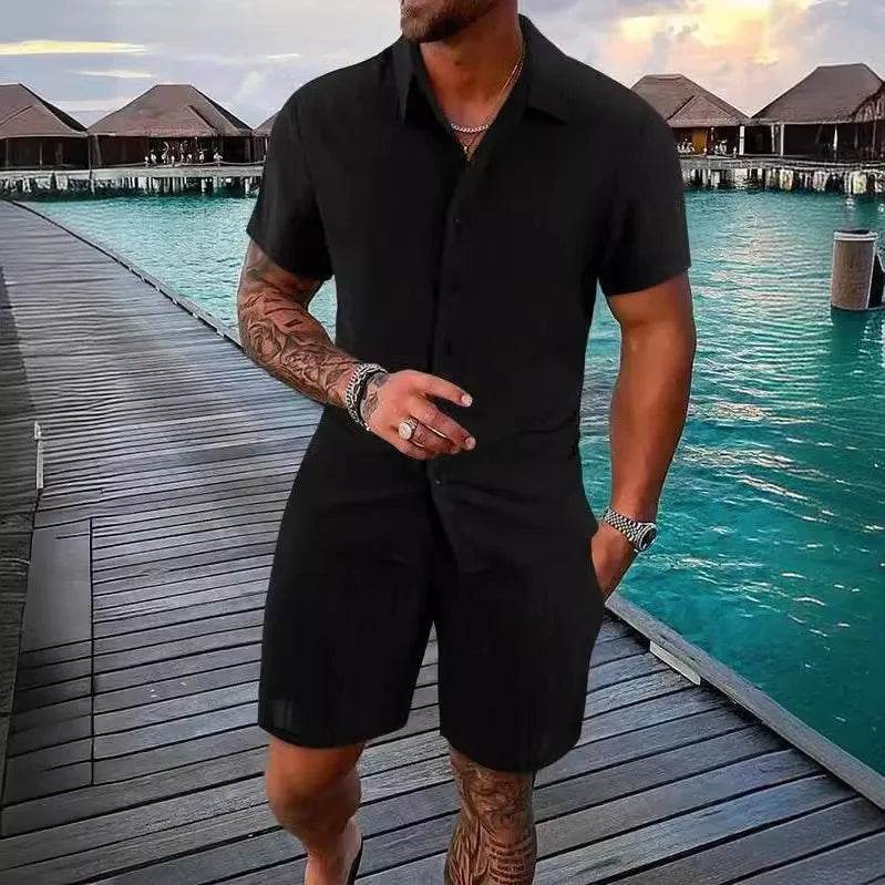 Buy Center Men's Polo Sports Suit - Casual Drawstring Shorts Set - Buy Center UK
