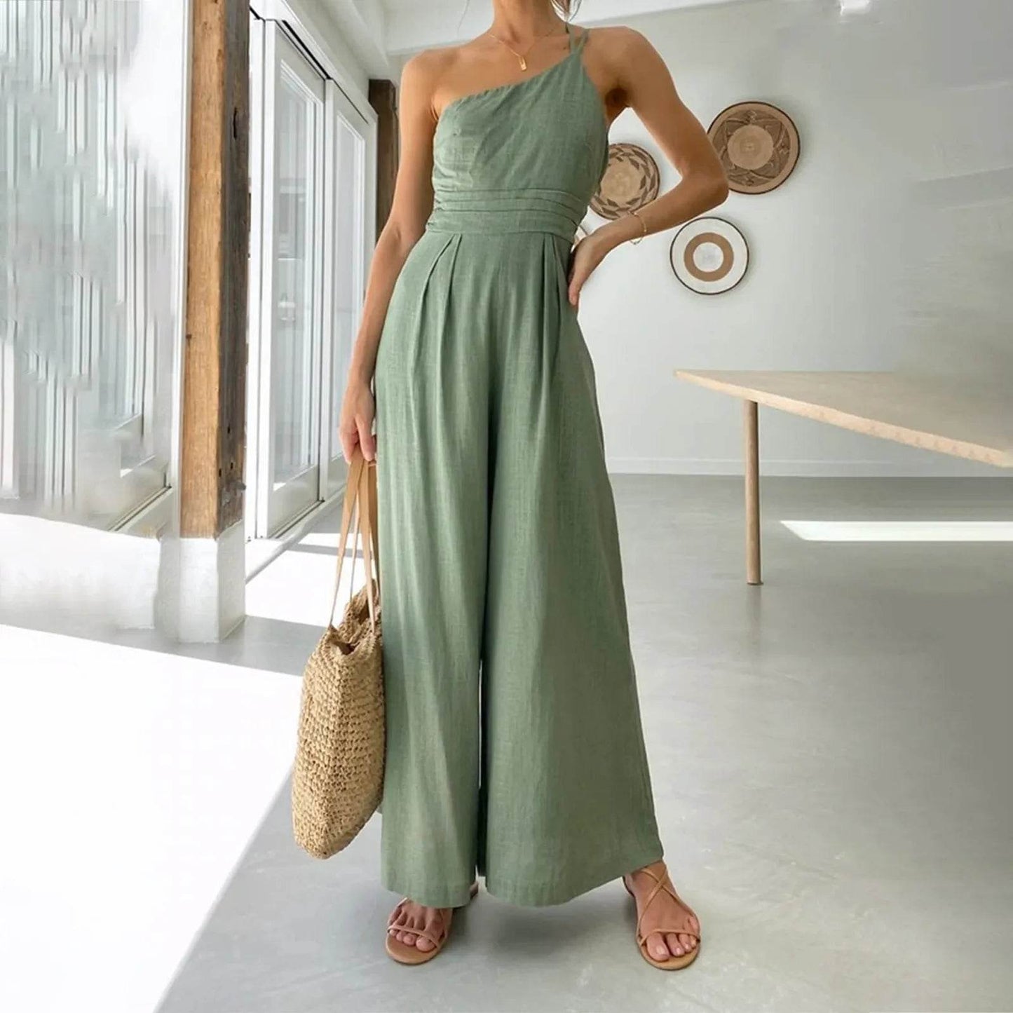Elegant One Shoulder Cotton Party Jumpsuit - Buy Center 2023 - Buy Center UK