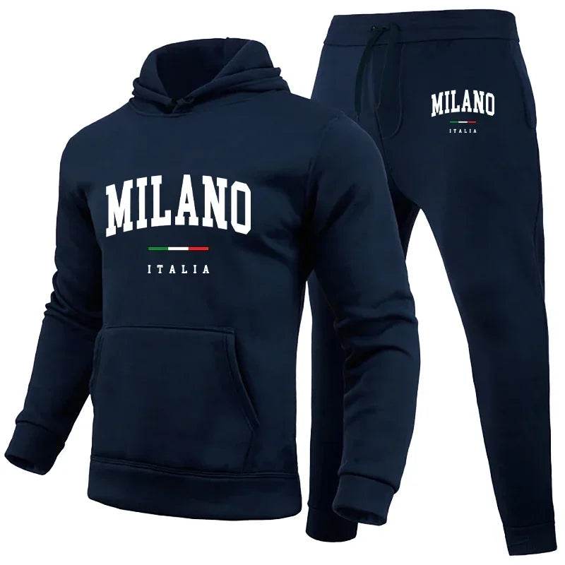 Buy Center Men’s Luxury Milano Print Hoodie Set - Casual Streetwear - Buy Center UK