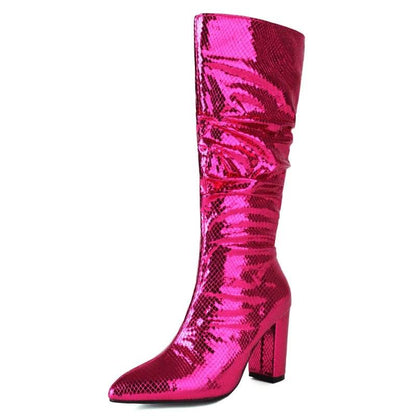Luxury Knee High Boots for Women - Sexy High Heels in Gold & Silver - Buy Center UK