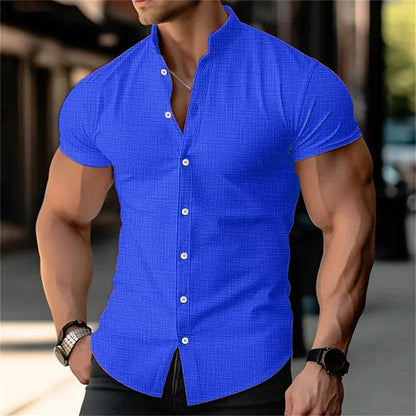 2024 Men's Short Sleeve Linen Shirt - Lightweight & Breathable Fashion - Buy Center UK