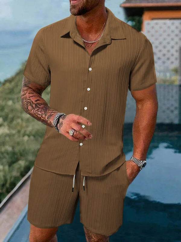 Buy Center Men's Summer Polo Suit - Casual Loose Fit Shorts Set - Buy Center UK