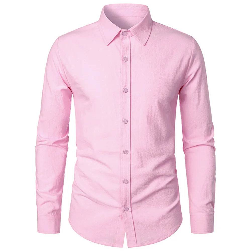 Buy Center Cotton Linen Shirt - Slim Fit Long Sleeve for Men - Buy Center UK
