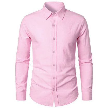 Buy Center Cotton Linen Shirt - Slim Fit Long Sleeve for Men - Buy Center UK
