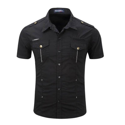 Plus Size 100% Cotton Cargo Shirt - Multi-Pocket Casual Style - Buy Center UK