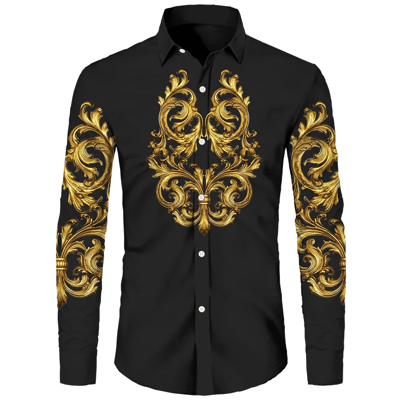 Buy Center Men's Button Long Sleeve Shirt - Lion Palm Graphic Design - Buy Center UK