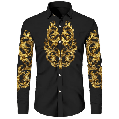 Buy Center Men's Button Long Sleeve Shirt - Lion Palm Graphic Design - Buy Center UK