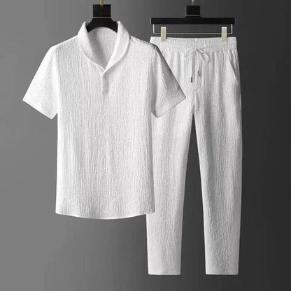 Buy Center Men's Summer Crinkled 2-Piece Set - Lightweight, Breathable - Buy Center UK