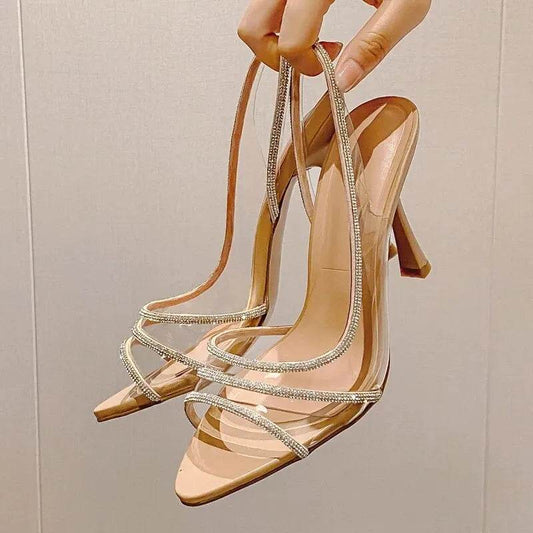 Women’s Rhinestone Slingback Pumps - Elegant High Heels for Summer - Buy Center UK