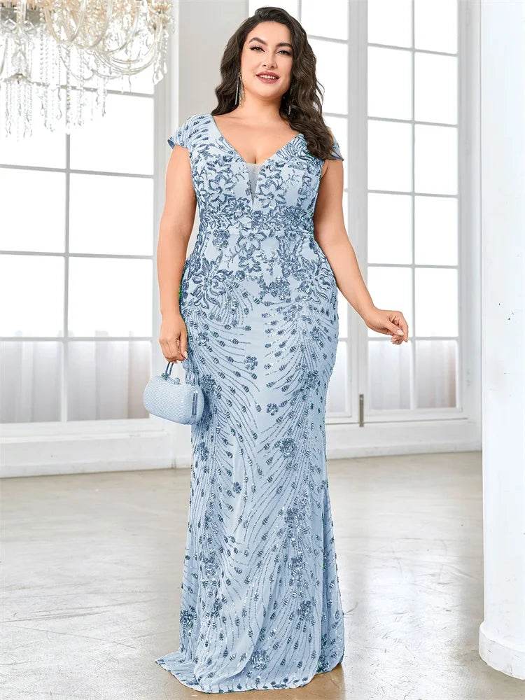 Buy Center Plus Size Blue Evening Dress - Mermaid Sequin Gown 2025 - Buy Center UK
