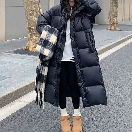 HELIAR Women's PU Down Coat - Thick Hooded Oversize Casual Parka - Buy Center UK