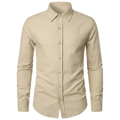 Buy Center Cotton Linen Shirt - Slim Fit Long Sleeve for Men - Buy Center UK