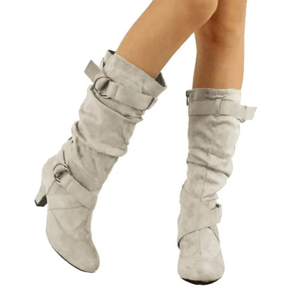 Buy Center Women's Winter Boots - Mid Calf, Wide Fit, Spike Heel - Buy Center UK