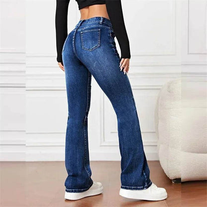Buy Center Women's Casual Micro Flares Jeans - Vintage Mid Waist - Buy Center UK