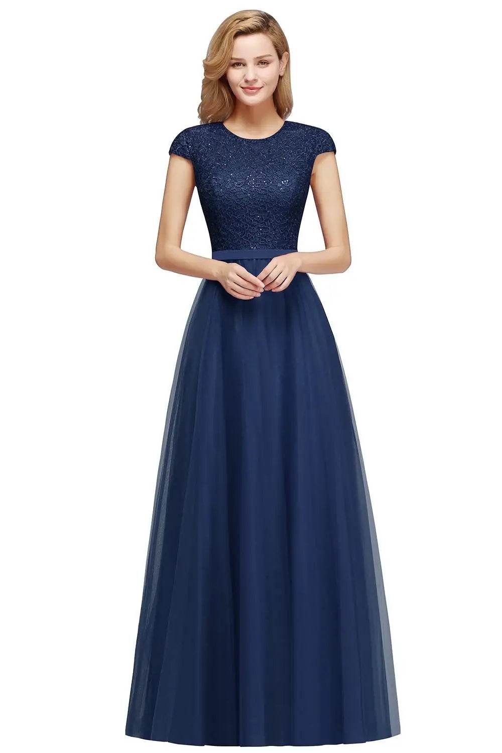 Buy Center A-line Lace Dress - Scoop Neck, Elegant Short Sleeves - Buy Center UK