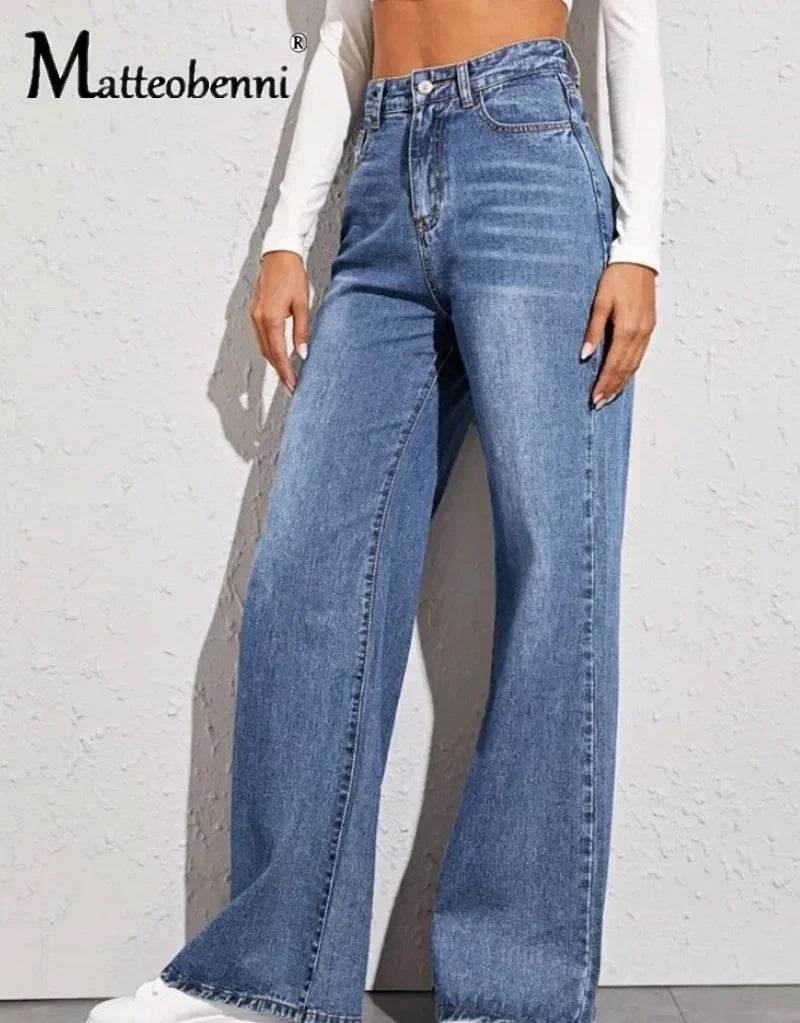 Buy Center High Waist Straight Jeans - Casual Loose Fit for Women - Buy Center UK