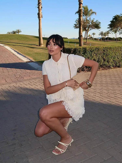 Buy Center Sexy Knit Cardigan Mini Skirt Set - Summer Chic Look - Buy Center UK