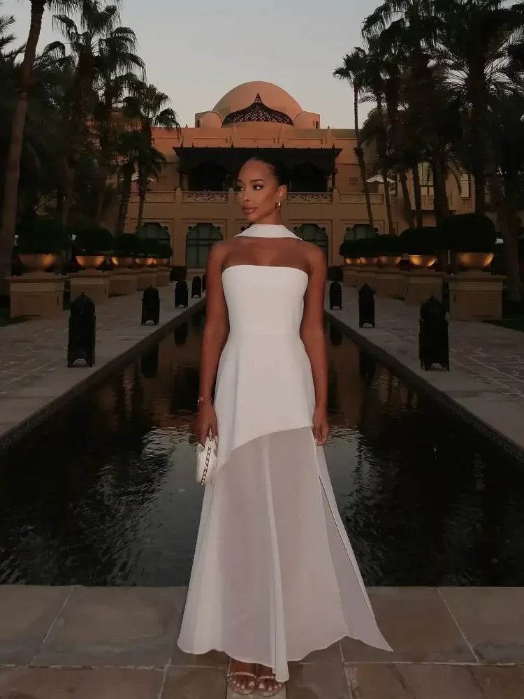 Buy Center Strapless Mesh Patchwork Maxi Dress - Elegant Beach Wear - Buy Center UK