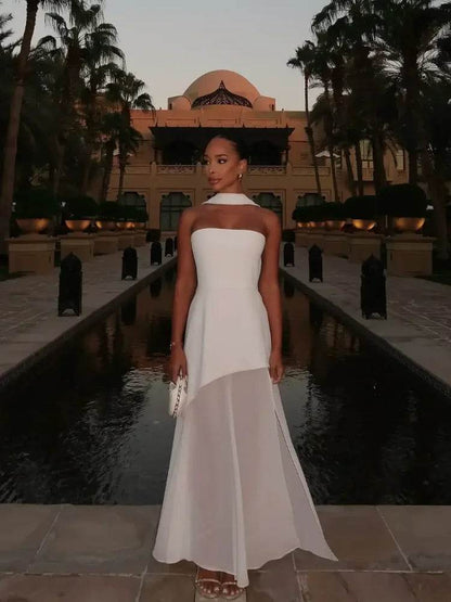 Buy Center Strapless Mesh Patchwork Maxi Dress - Elegant Beach Wear - Buy Center UK
