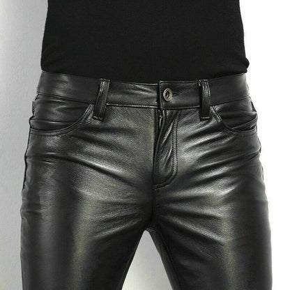 Buy Center Men's PU Leather Pants - Slim Fit Rock Style Trousers - Buy Center UK