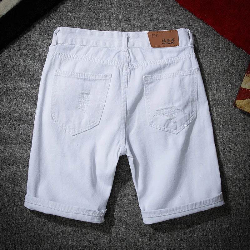 Buy Center Men’s White Denim Shorts - Casual Slim Fit Knee Length - Buy Center UK