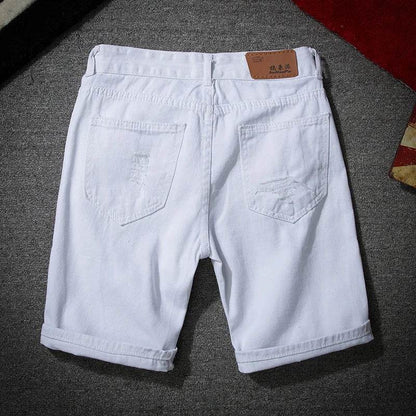 Buy Center Men’s White Denim Shorts - Casual Slim Fit Knee Length - Buy Center UK