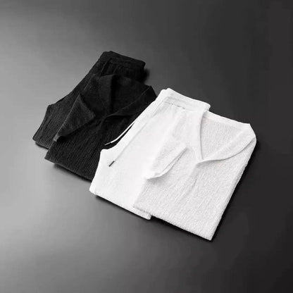 Buy Center Men's Summer Crinkled 2-Piece Set - Lightweight Cotton Linen - Buy Center UK