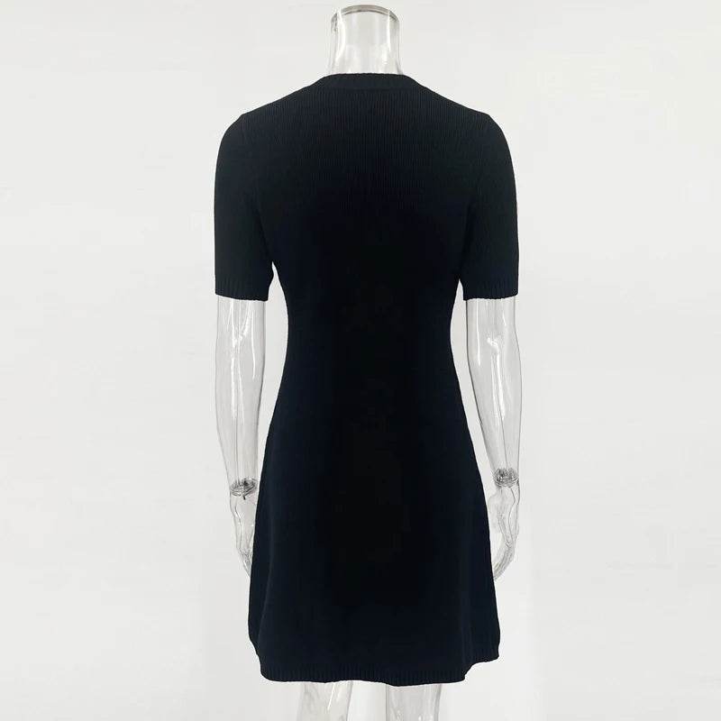 Buy Center Elegant White Knitted Mini Dress - Sexy Slim Fit Design - Buy Center UK