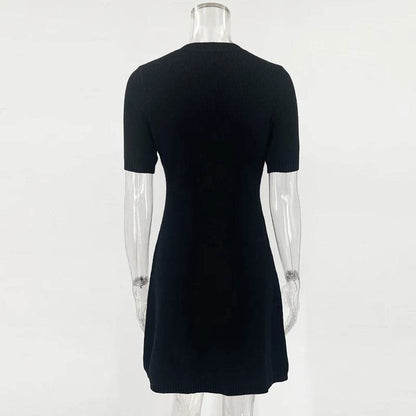 Buy Center Elegant White Knitted Mini Dress - Sexy Slim Fit Design - Buy Center UK