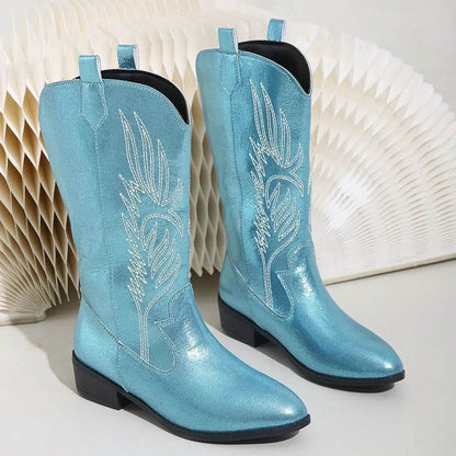 Women's Autumn Winter Slip-On Knight Boots - Thick Sole & Pointed Toe - Buy Center UK