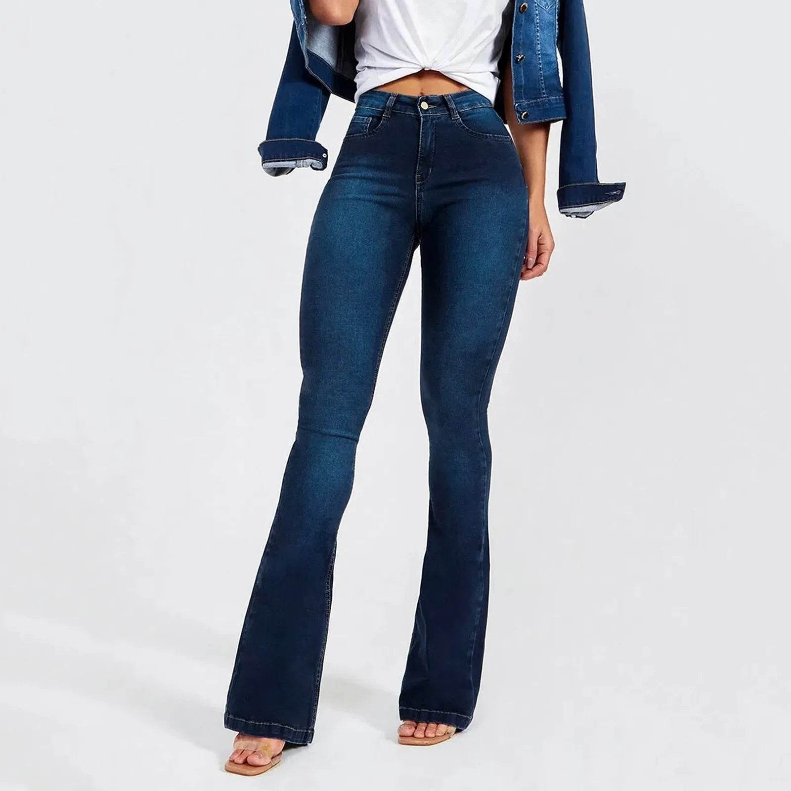 Buy Center Vintage Flare Bottom Jeans - High Waist, Casual Style - Buy Center UK