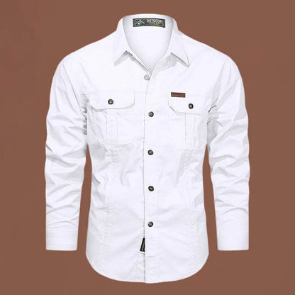 2024 Spring Men's Cotton Cargo Shirt - Long Sleeve Multi-Pocket - Buy Center UK