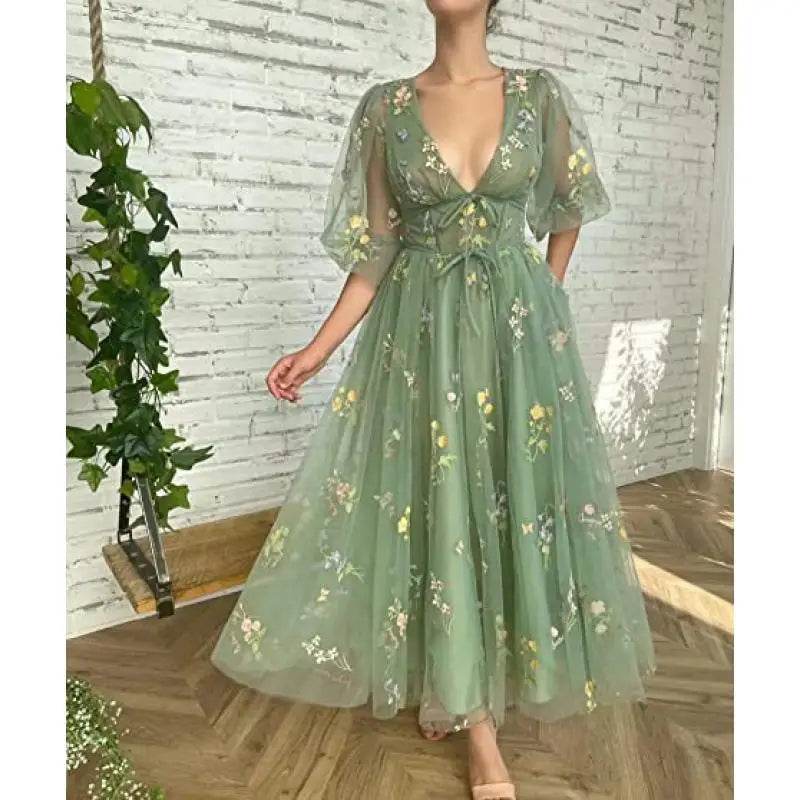 Buy Center Puffy Sleeve Bridesmaid Dress - Romantic Tulle Gown - Buy Center UK
