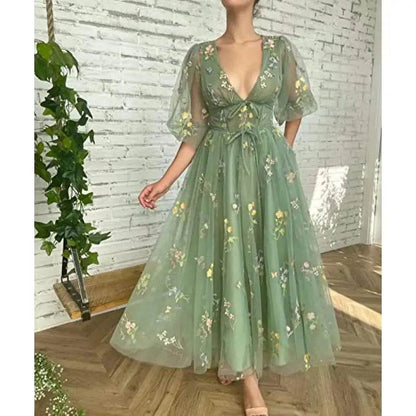 Buy Center Puffy Sleeve Bridesmaid Dress - Romantic Tulle Gown - Buy Center UK