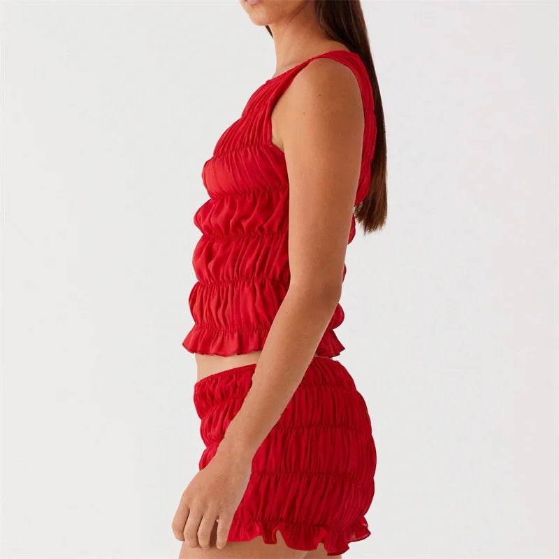 Women’s Summer O-neck Tank Top & Shorts Set - Chic Beach Outfit - Buy Center UK