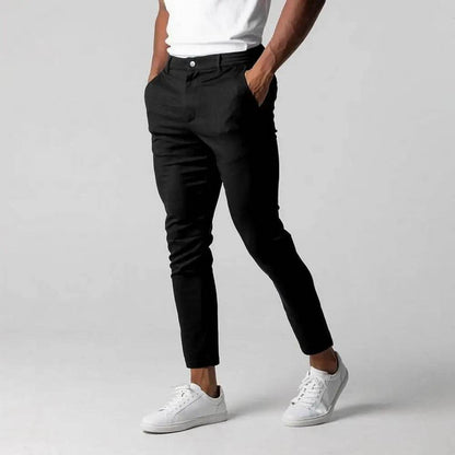 Buy Center Slim Fit Men's Trousers - Elegant Solid Color Pants - Buy Center UK