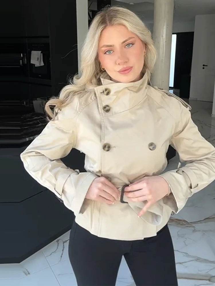 Buy Center Women's Spring Double Breasted Trench Coat - Elegant Office Jacket - Buy Center UK