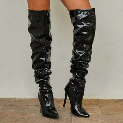 Buy Center Over-the-Knee Black Boots - Pointed Toe, Thin High Heels - Buy Center UK