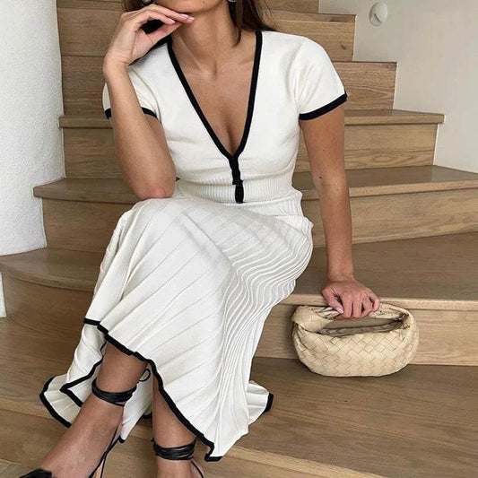 Buy Center 2024 Women's White Skirt Set - Plus Size V-Neck Top - Buy Center UK