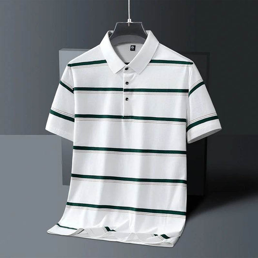 Buy Center Summer Men's Polo Shirt - Breathable Cotton, Striped Design - Buy Center UK